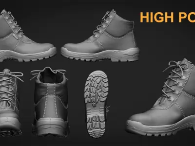 Workers boot Low-poly 3D model
