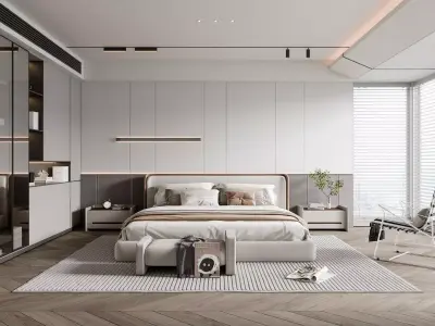 Cozy Bedroom Interior Scene 3D model 2