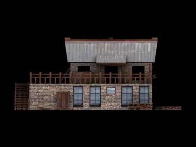 Town buildings pack  Low-poly 3D model