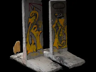 concrete barriers industrial fence blockades photogrammetry Low-poly 3D model