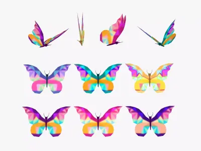  Cartoon Butterfly Collection -LOW POLY Low-poly 3D model