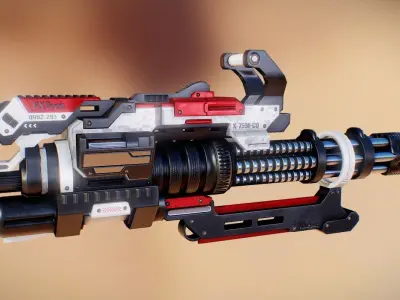 Futuristic Minigun Low-poly 3D model