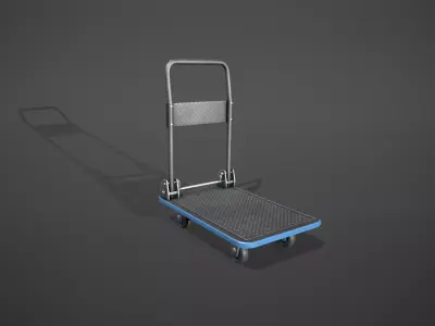 Folding Platform Truck Trolley - Blue Accents Low-poly 3D model