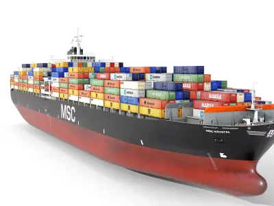 Container ship  lowpoly Low-poly 3D model