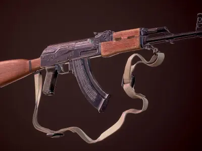AK-47 rifle Low-poly 3D model get
