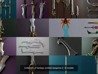 Collection of fantasy combat weapons 2 3D Model Pack