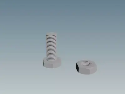 Screw with Nut M8X1-0 Free 3D model