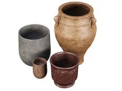 Outdoor Decorative Vases set  3D model