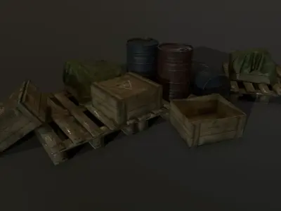 Factory items Low-poly 3D model