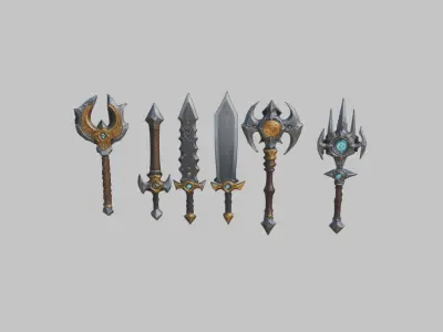 Lowpoly Medieval Fantasy Weapons Pack Low-poly 3D model