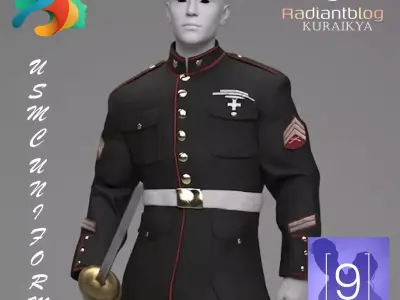 USMC Dress Uniform for Genesis 9 3D model