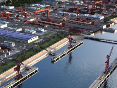 Shipyard Harbor  Low-poly 3D model