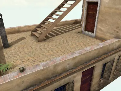Old High-Quality 3D Colonial House Low-poly 3D model 8