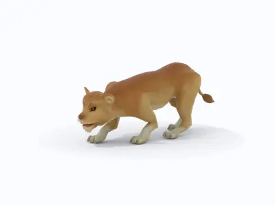 Low poly liones textured and rigged Low-poly 3D model