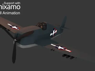 WW2 US Pilot Low-poly 3D model