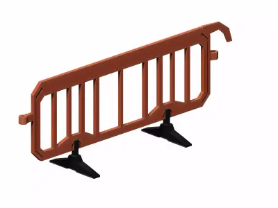 Orange Plastic Traffic Barrier Low-poly 3D model