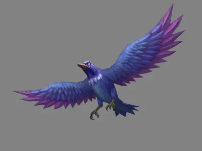 Cartoon Crow - Raven - Blue Bird Monster Low-poly 3D model