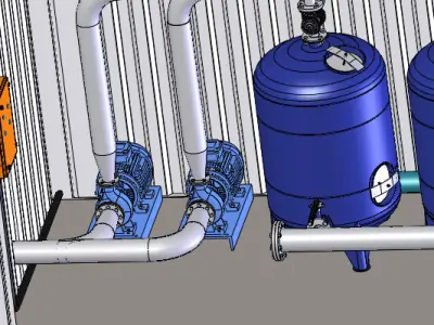40KL Water Treatment System - Detailed -Editable 3D Model 3D model