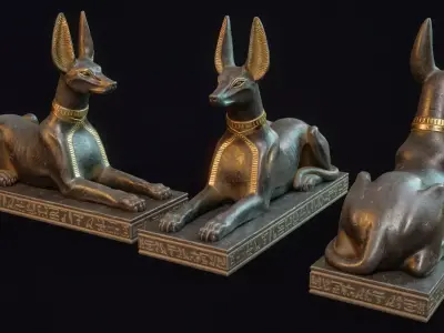 Anubis Statue - Ancient Egyptian Guardian of the Dead Low-poly 3D model