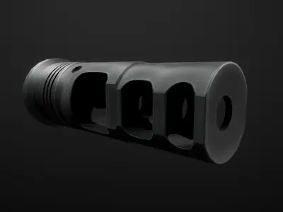 Surefire SOCOM338-TI Suppressor and SFMB-338 Muzzle Brake Low-poly 3D model
