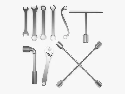 9 Wrenches Collection wrench 3D model