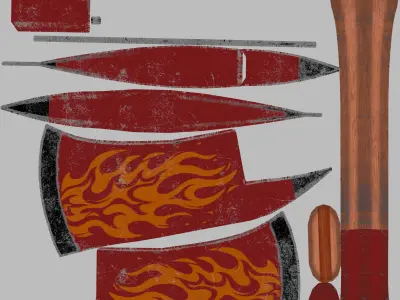 Fire Axe game ready  Low-poly 3D model