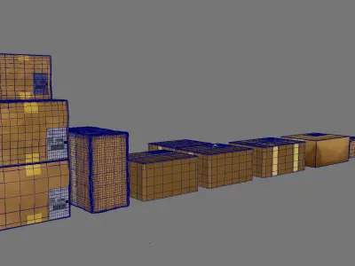Cardboard box Low-poly 3D model 7