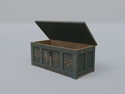 Chest old wooden Low-poly 3D model purchase
