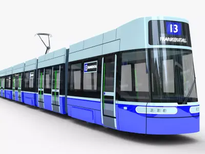 Tram Flexity Zurich exterior 3D model