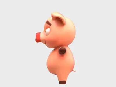 Cartoon Pig Low-poly 3D model