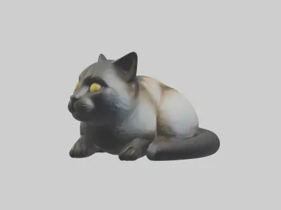 Iriomote Cat resting model Low-poly 3D model