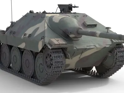 Hetzer Jagdpanzer 38 Light tank destroyer Low-poly 3D model