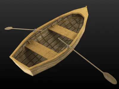 Low poly boat row Low-poly 3D model
