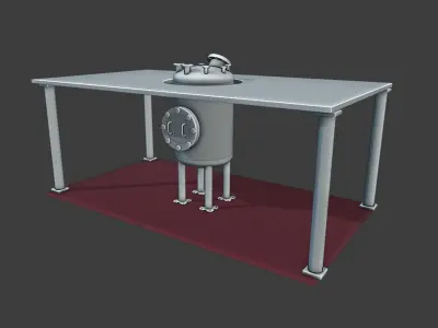 Cylindrical Vessel with Support structure Low-poly 3D model
