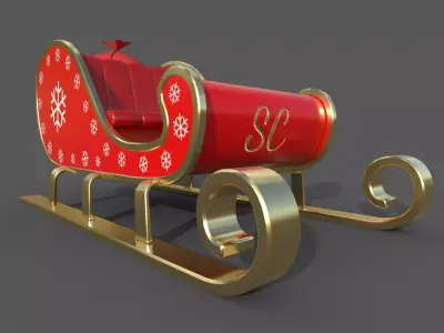 Santa Claus sleigh 3D model 3