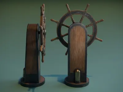 Ship Wheel Low-poly 3D model