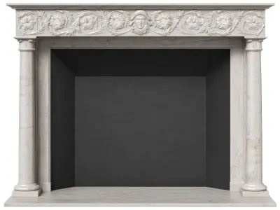 Antique 19th Century Marble Fireplace 3D model