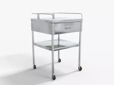 Hospital Bedside Stainless Table Medical Low-poly 3D model
