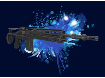 DMR 1 - M14 SOCOM Tactical Marksman Rifle - 4K Game Ready Low-poly 3D model
