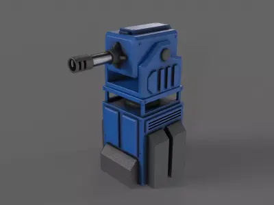 PBR Turret Gun 01 Blue Low-poly 3D model