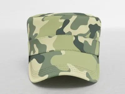 Military camouflage cap Low-poly 3D model