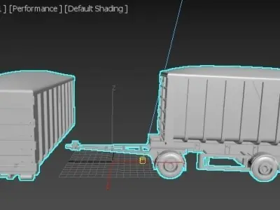Truck Container Old Used with and without Wheel Mount Free 3D model