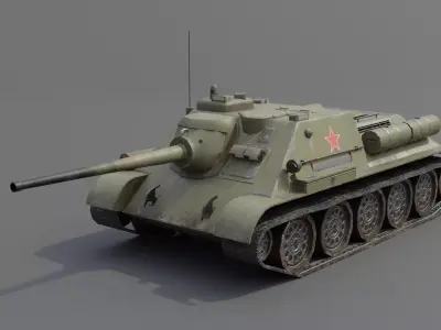 SU-85 Tank Destroyer Low-poly 3D model