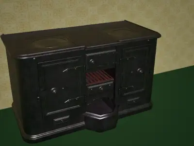 Victorian Kitchen Stove With Vent Low-poly 3D model