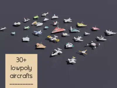 Pack of 31 lowpoly aircrafts Low-poly 3D model