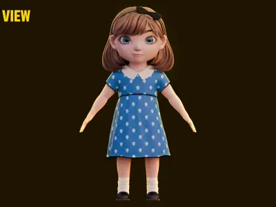 Cartoon Girl 3D model buy