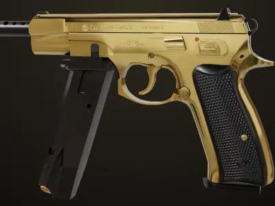 Pistol 09 Gold Generic All PBR Unity UE Textures Included Low-poly 3D model