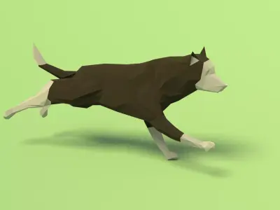 Rigged Low Poly Dog Low-poly 3D model