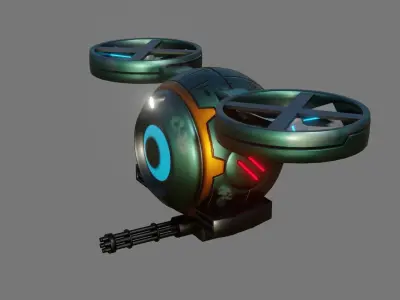 Sci-Fi Drone - Low Poly - Game Ready - PBR Low-poly 3D model buy