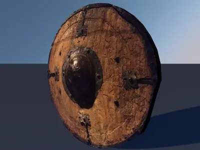 Medieval Wooden Shield Free low-poly 3D model